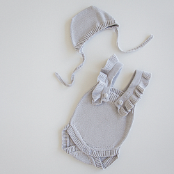 MILKY set gray baby bodysuit and bonnet